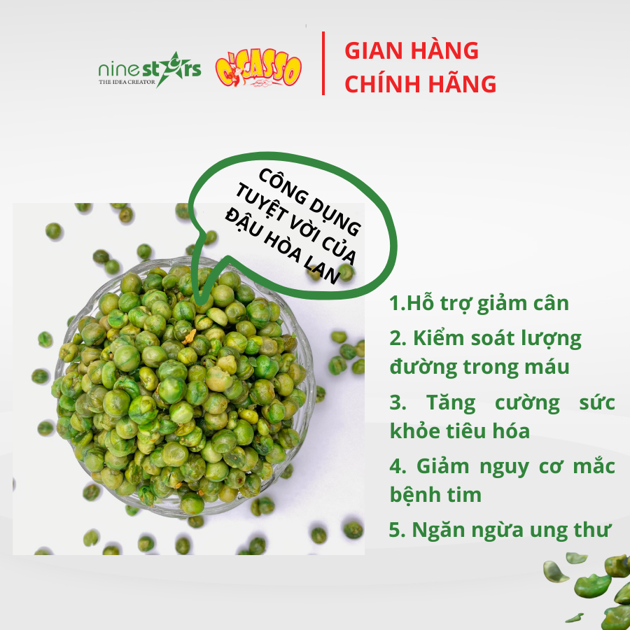 Đậu Hòa Lan Sấy Giòn Vị Muối O'Casso  Gói 500g