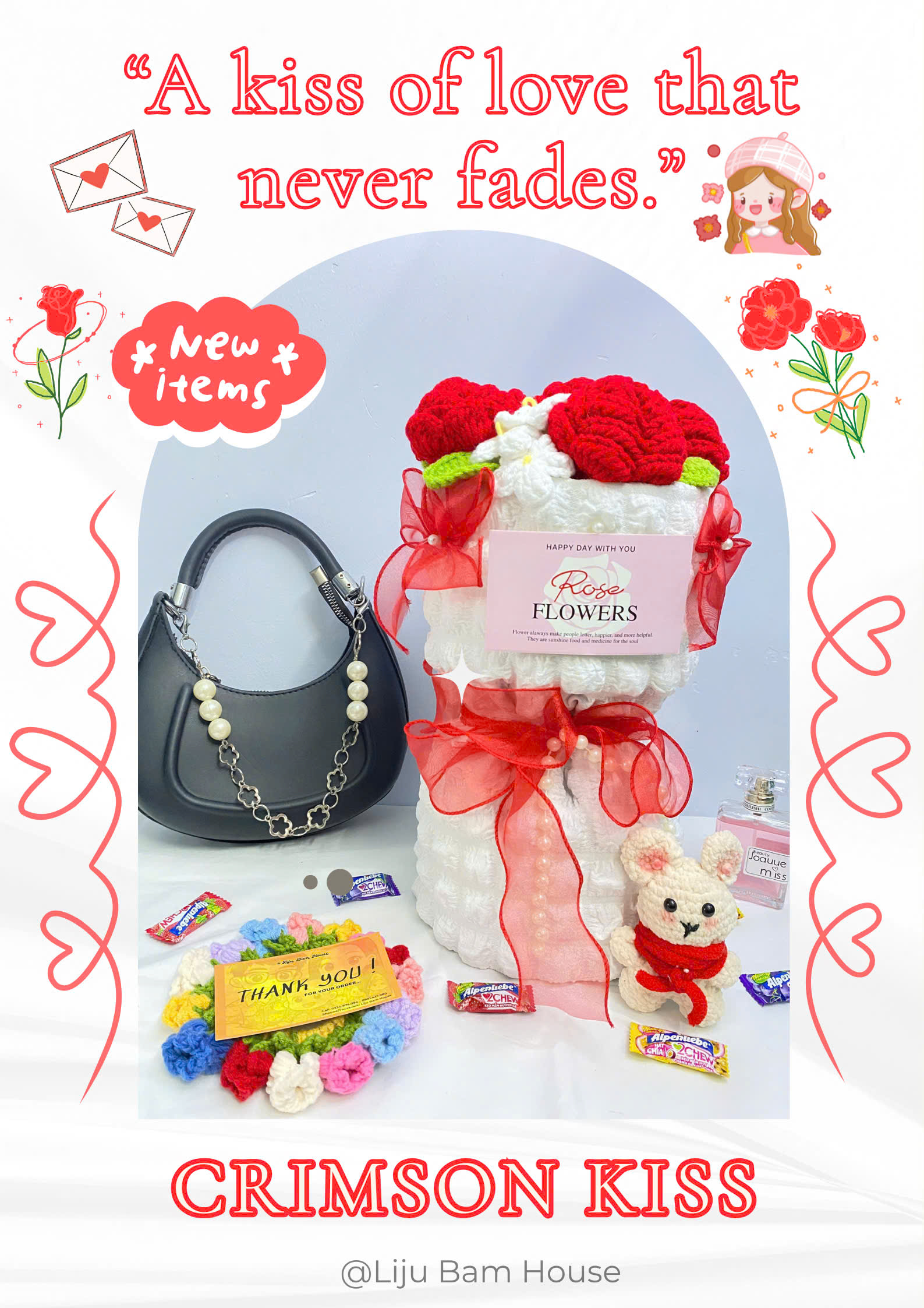 LOVE BOUQUET COLLECTION - Bó Hoa Len Handmade Ngọt Ngào, Sản Phẩm Đặc Biệt Tinh Tế Và Độc Đáo, Thích Hợp Cho Những Dịp Đặc Biệt, Bó Hoa Len Thủ Công Tạo Nên Vẻ Đẹp Tinh Tế