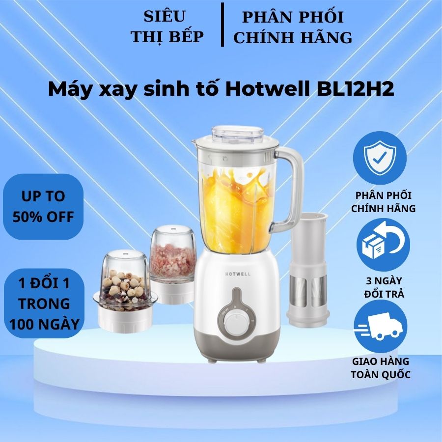 Máy Xay Sinh Tố Hotwell BL12H2, Bảo Hành 12 Tháng 1 Đổi 1 Trong 100 Ngày - Hàng Chính Hãng