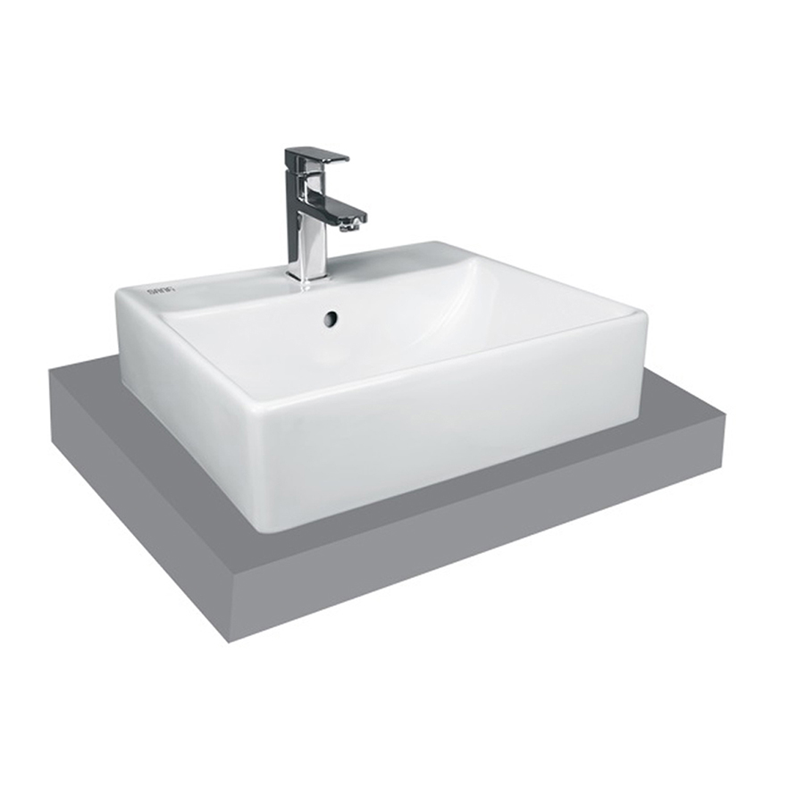 Lavabo đặt bàn Viglacera P.22.320 sứ Ceramic tráng sáng, lớp men Nano Titan kháng khuẩn vượt trội, lòng chậu sâu, kiểu dáng dương bàn hiện đại - Hoa Sen Home - Hàng chính hãng
