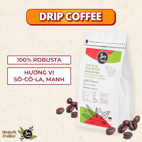 Cà phê rang xay nguyên chất Konnai - Drip Coffee