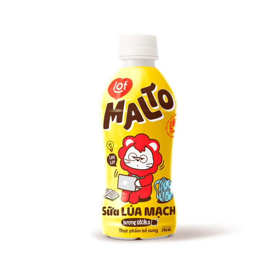 Thùng 24 chai Sữa lúa mạch hương socola LOF MALTO 240ml/chai