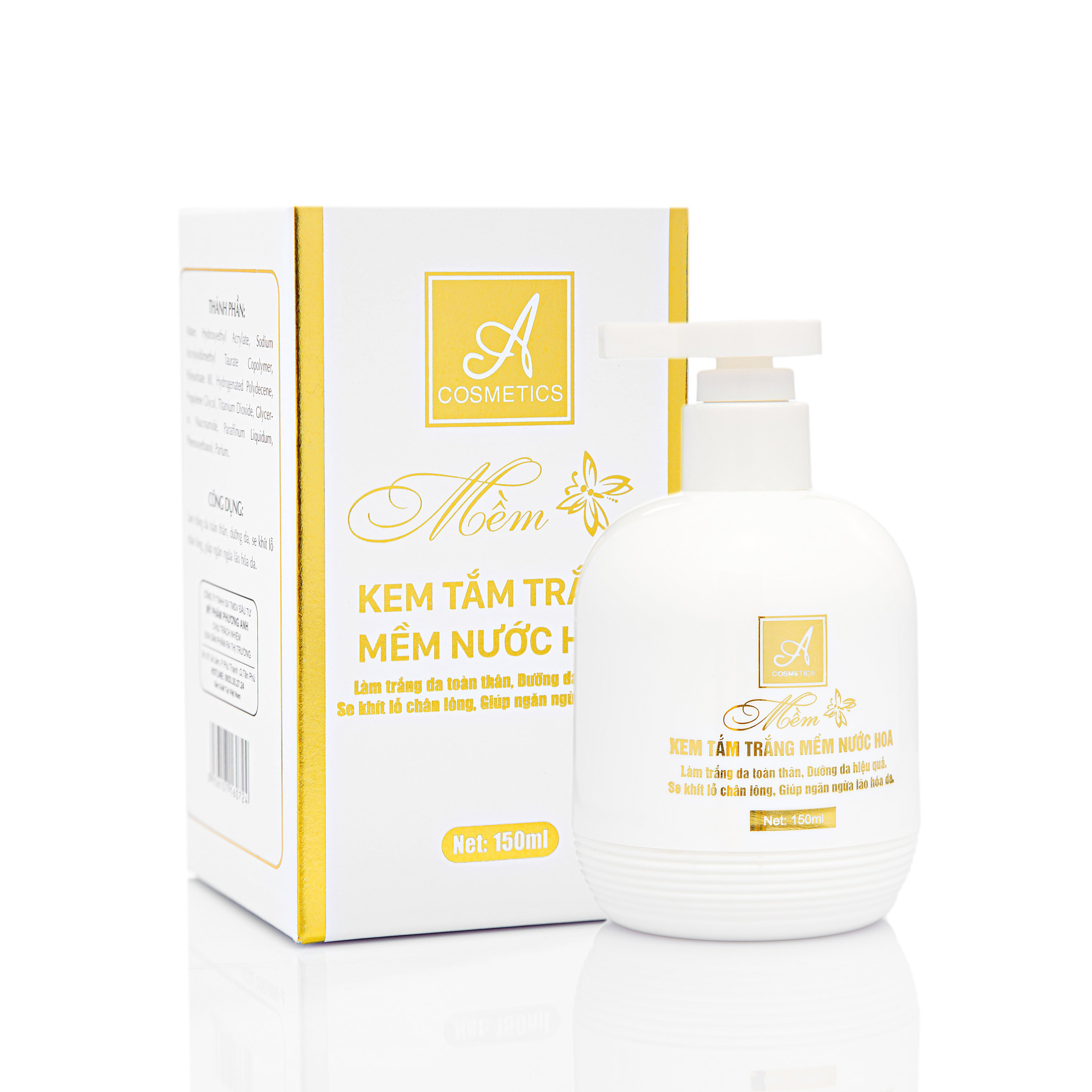 Kem tắm trắng mềm nước hoa A Cosmetics 150ml làm trắng da toàn thân hiệu quả sau 7 ngày sử dụng