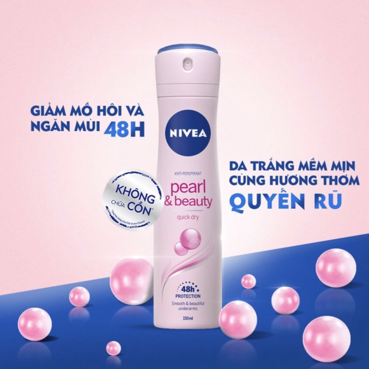 Bộ đôi Lăn Ngăn Mùi 50ml và Xịt ngăn mùi 150ml NIVEA Nữ Pearl &amp; Beauty Ngọc Trai Quyến Rũ