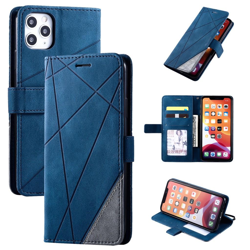 Bao da điện thoại nắp lật PU mềm có ngăn đựng thẻ cho iPhone 12 Pro Max 12 Mini 11 Pro Max