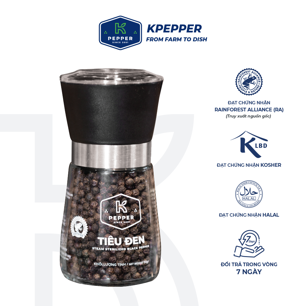 Tiêu đen K-PEPPER kèm cối xay cầm tay 90g