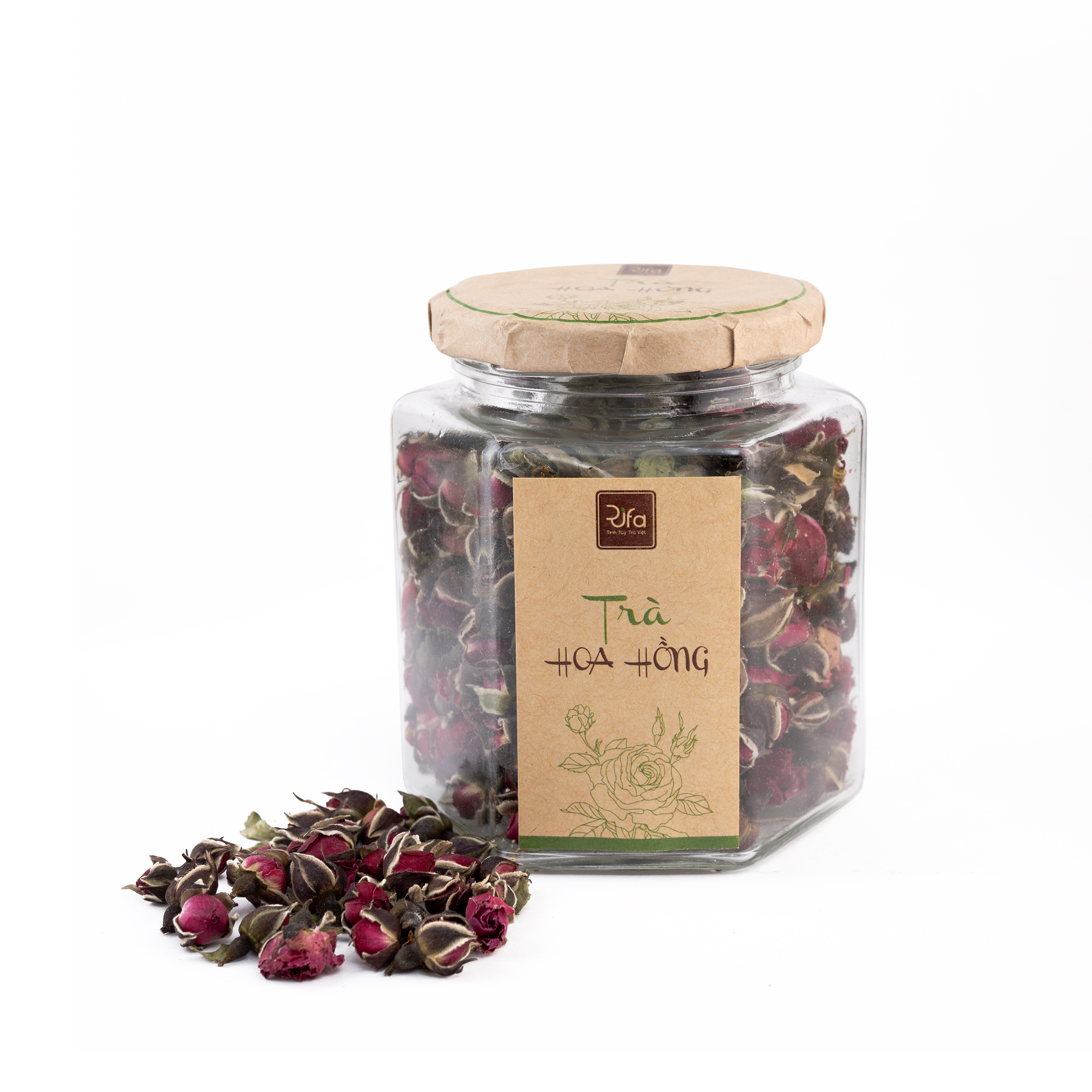 Trà nụ hồng sấy lạnh Rifa - Giúp da sáng khỏe, chống lão hóa, thải đôc, giảm stress. Lọ 50gr