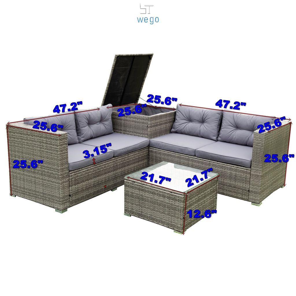 WEGO BỘ SOFA MÂY NHỰA NGOÀI TRỜI/ BỘ SOFA SÂN VƯỜN 4 CHỖ NGỒI// Outdoor Furniture Rattan Chair Sofa Set Balcony Table Garden Sofa 3 seater