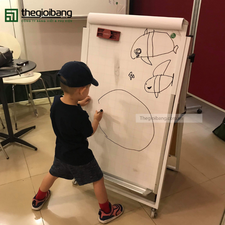 Bảng từ trắng Flipchart Upsidedown - kích thước 90x120cm - tặng kèm phụ kiện (khăn lau, nam châm, giấy flipchart A1)