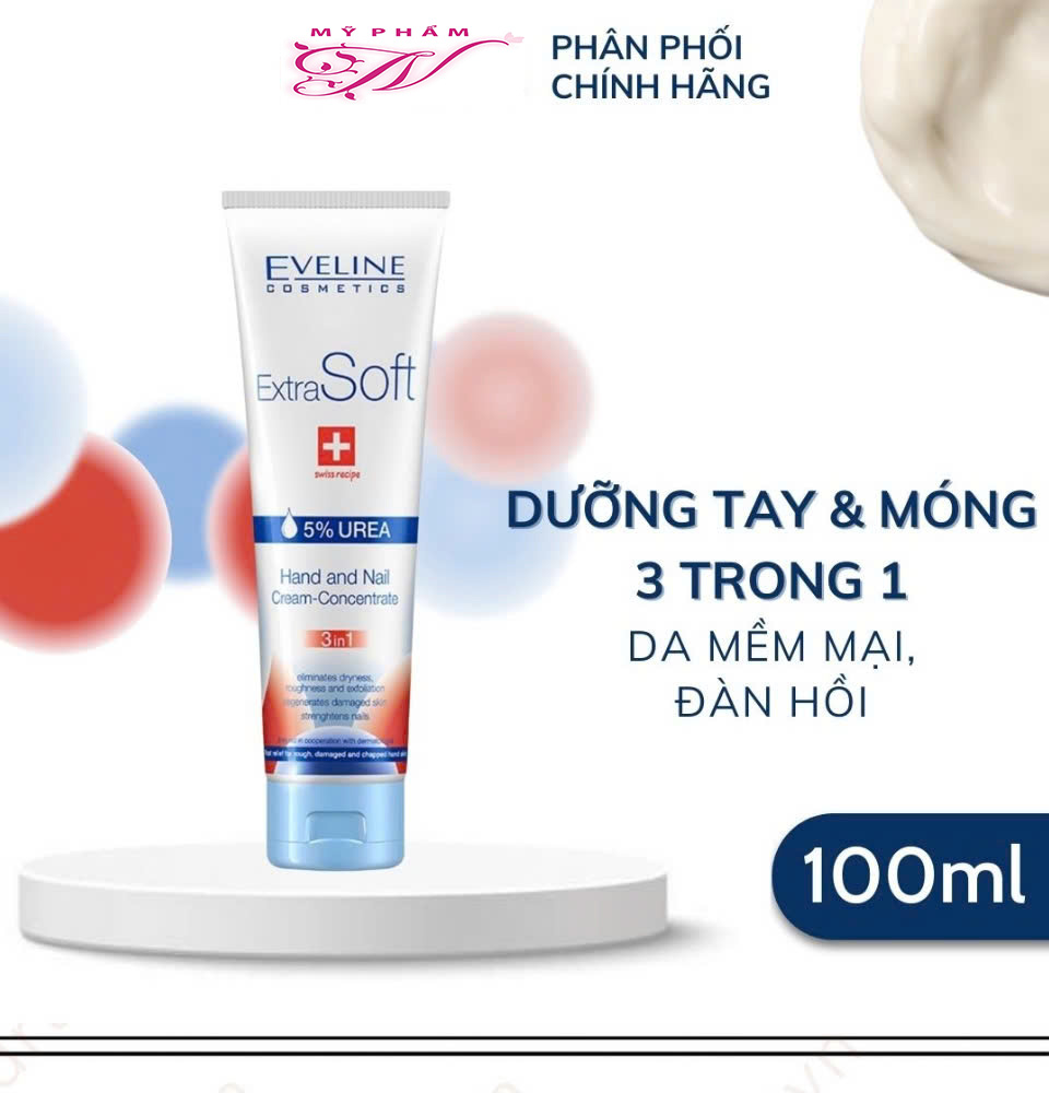 Kem dưỡng da tay và móng Eveline Extra Soft mềm mịn 3 tác động 100ml