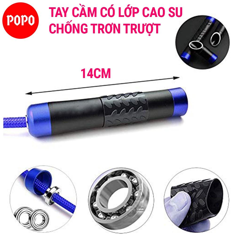 Dây nhảy thể lực chất liệu PVC bọc vải giảm tiếng ồn, dây nhảy giảm cân dài 3m tặng kèm túi đựng cao cấp TS63 POPO