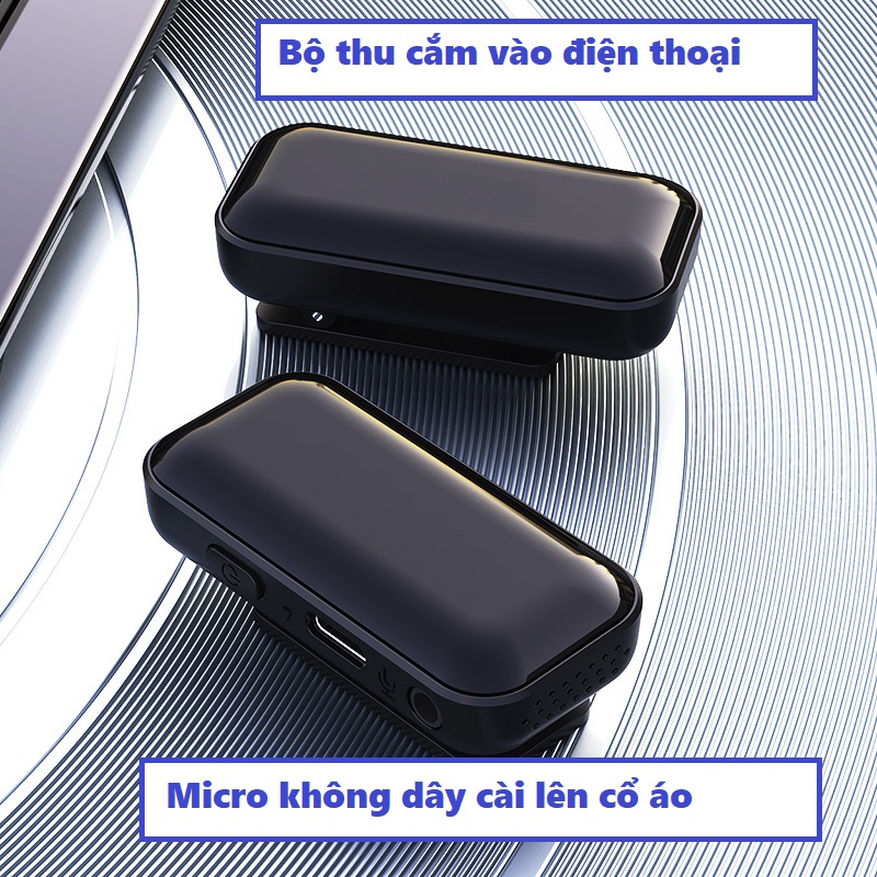 Micro cài áo thu âm không dây loại 2 micro, 1 đâu thu