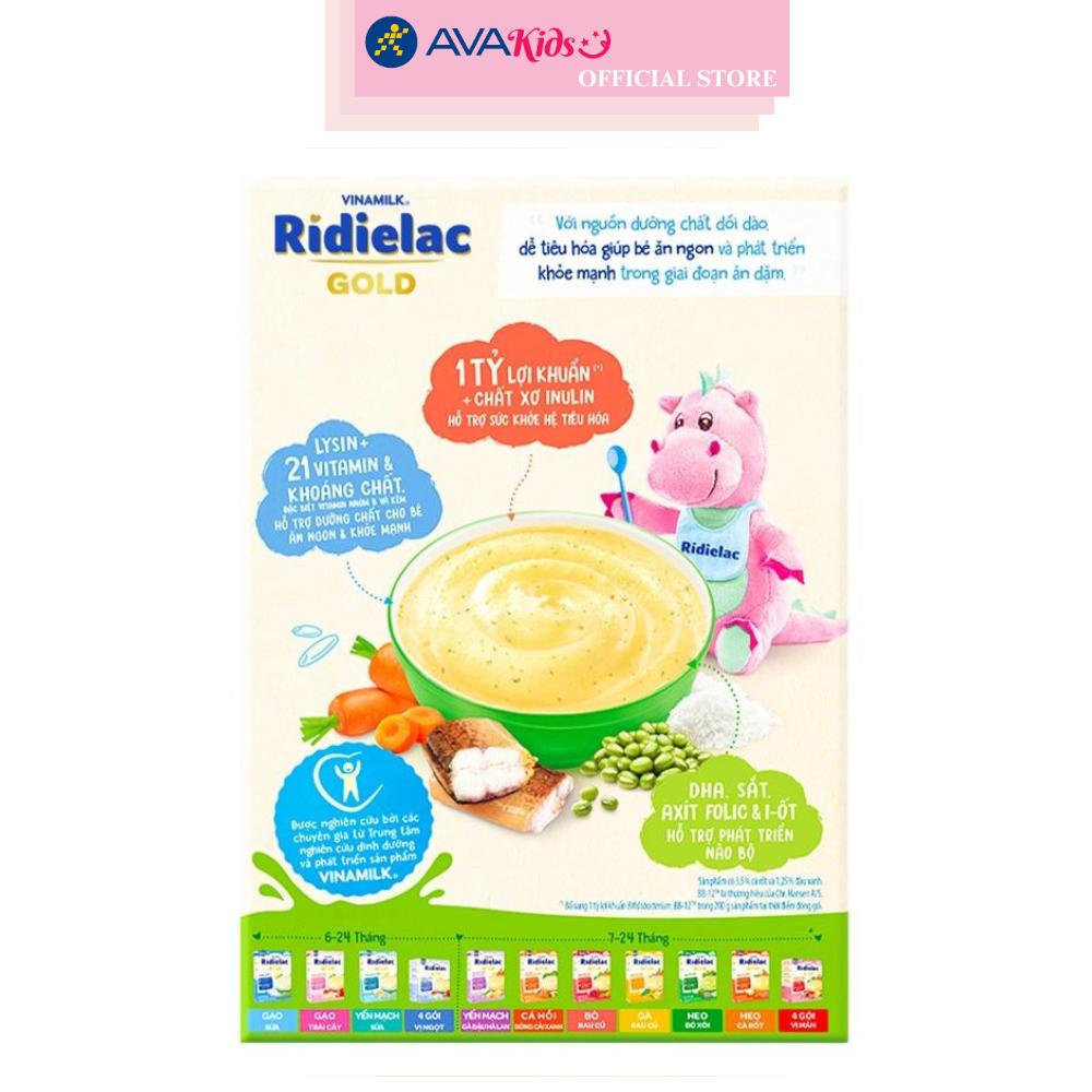 Bột ăn dặm Vinamilk RiDielac Gold lươn, cà rốt và đậu xanh hộp 200g (7 - 24 tháng)