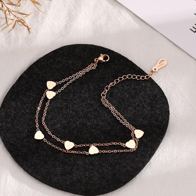 Vòng đeo tay Ladies Heart Heart Ladies Vòng đeo tay với mặt dây chuyền đôi dây đeo tay cho phụ nữ Vòng đeo tay bằng thép không gỉ làm bằng titan