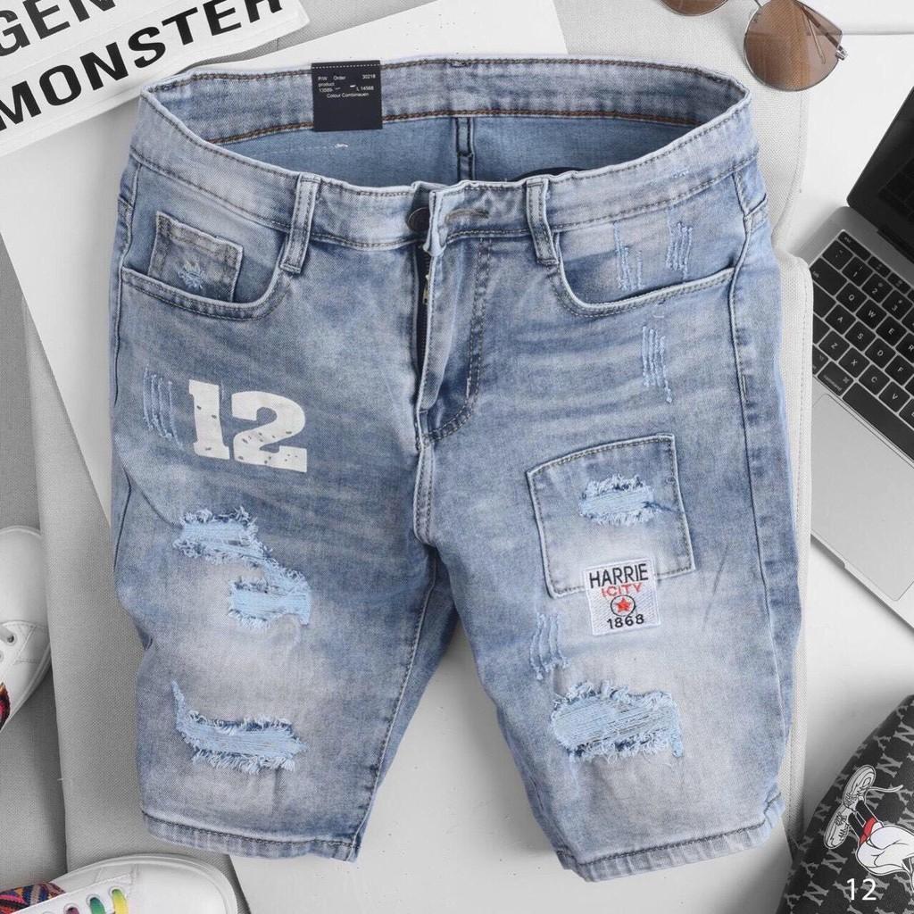 Quần short jean họa tiết kết hợp rách gối tăng vẻ đẹp chiếc quần , quần sọt jean thời trang nam MS864