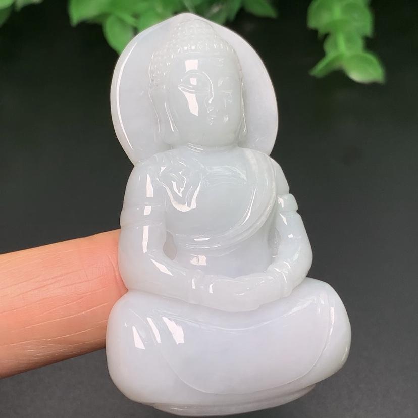Mặt Phật A Di Đà xanh nhạt Ngọc phỉ thúy thiên nhiên Jadeite A