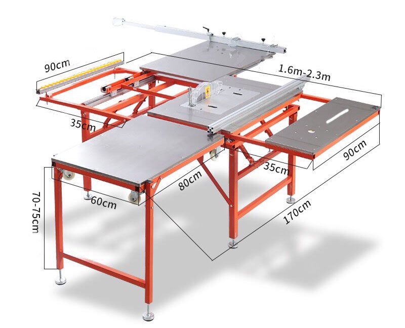 Máy cưa bàn trượt mini WJ100, gấp gọn linh hoạt thuận tiện mang đi công trình