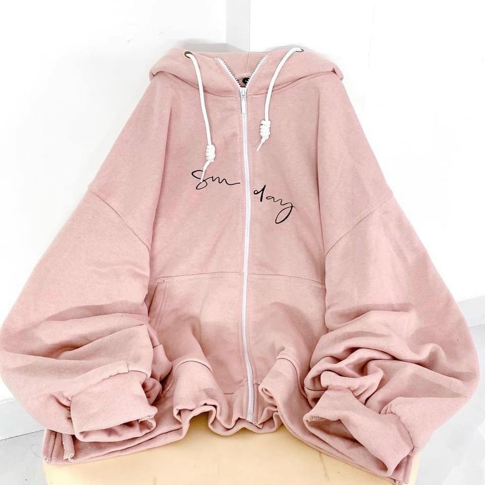 Áo khoác nỉ lót bông Sunday unisex full zip (Ảnh Thậ) Áo Khoác Nỉ Lót Bông Dây Kéo  form rộng ullzang Unisex