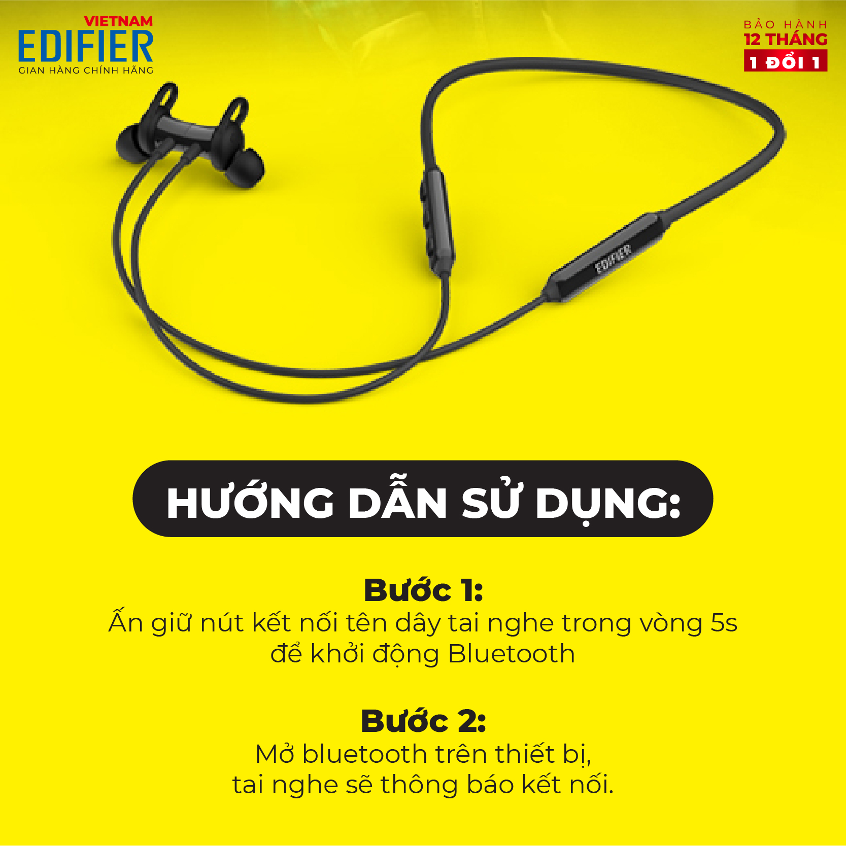 Tai nghe Bluetooth 5.1 EDIFIER W200BT Plus Âm thanh Stereo Chống nước IPX5 - Hàng chính hãng