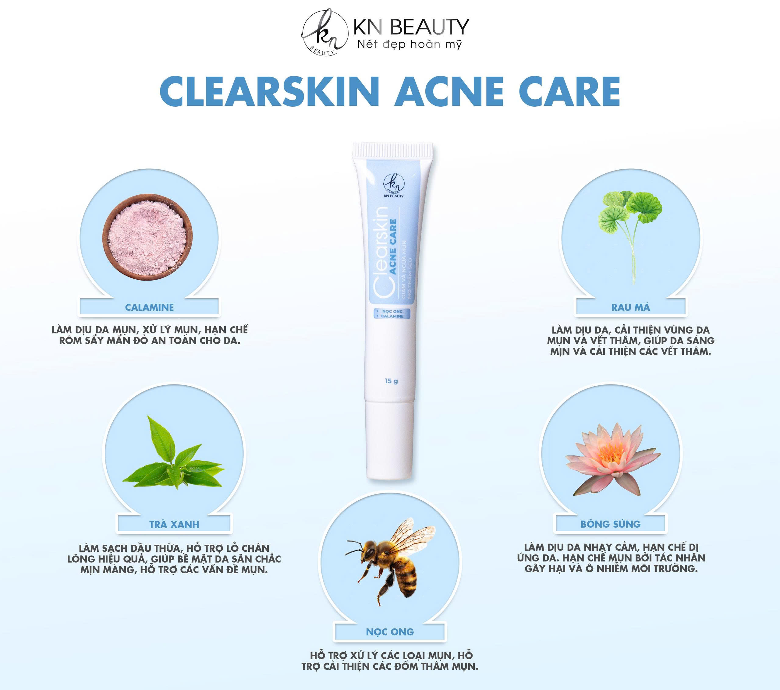 Kem dưỡng mụn CLEARSKIN ACNE CARE KN BEAUTY 15 gram