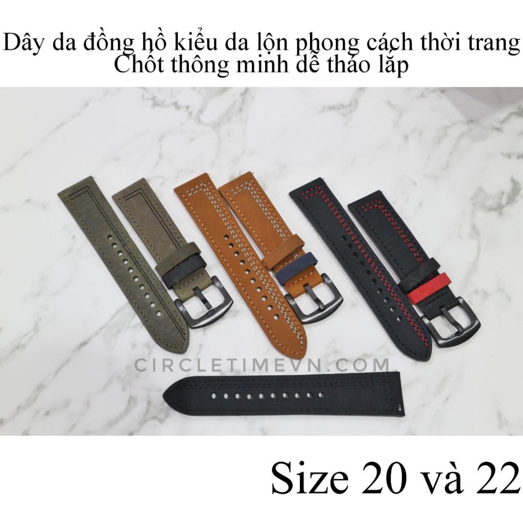 Dây đồng hồ da lộn size 20 và 22 cho Smartwatch và đồng hồ kim có chốt thông minh