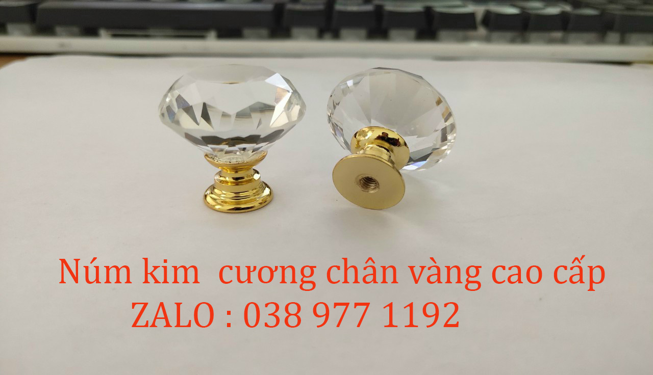 Núm ngăn kéo tủ hình kim cương chân vàng cao cấp
