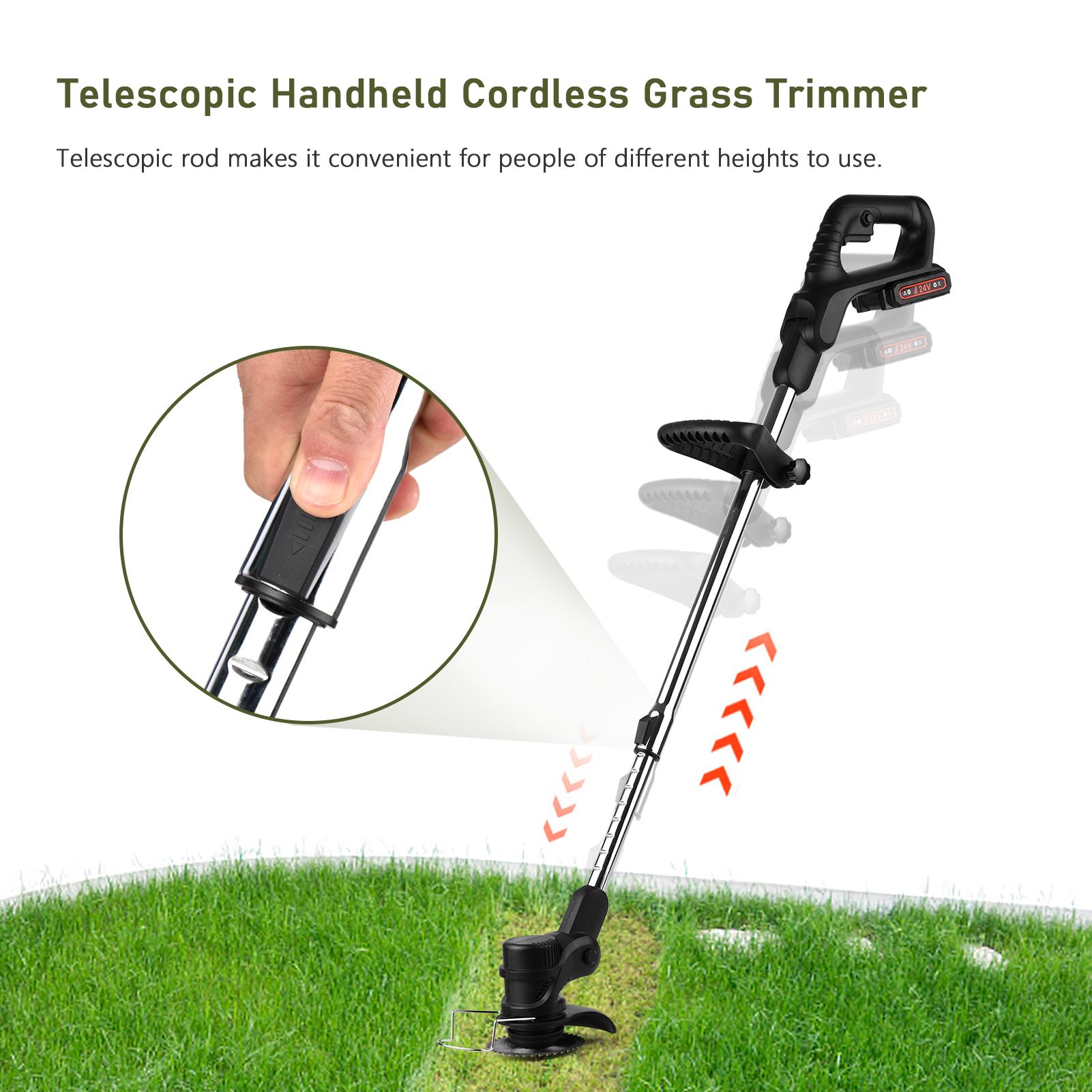 Tông Đơ Cắt Cỏ Không Dây Cầm Tay 24V, Máy Cắt Cỏ Điện, Pin Sạc 7500MAh, Bộ Sạc Nhanh, Tông Đơ Cắt Dây Điện Đa Chức Năng Với Lưỡi Nhựa/Thép Không Gỉ, Lưỡi Cưa Tròn