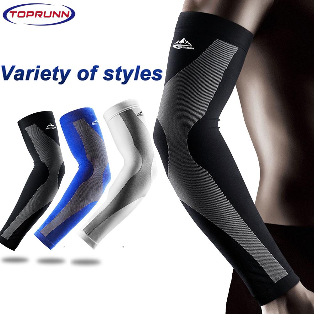 Toprunn 2pcs/1Pair Sports ARM nén tay áo bóng rổ Bóng rổ Mùa hè Mùa hè Chạy UV Bảo vệ Bóng chuyền Bóng chuyền Bóng chuyền Color: White