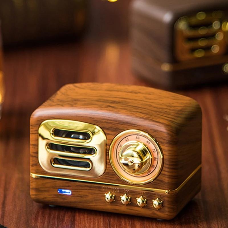 Loa Bluetooth di động phong cách cổ điển Đài phát thanh mini Quà tặng sáng tạo vân gỗ Loa siêu trầm cắm thẻ Điện thoại di động Thẻ TF âm thanh nhỏ Mp3 Màu sắc: A1
