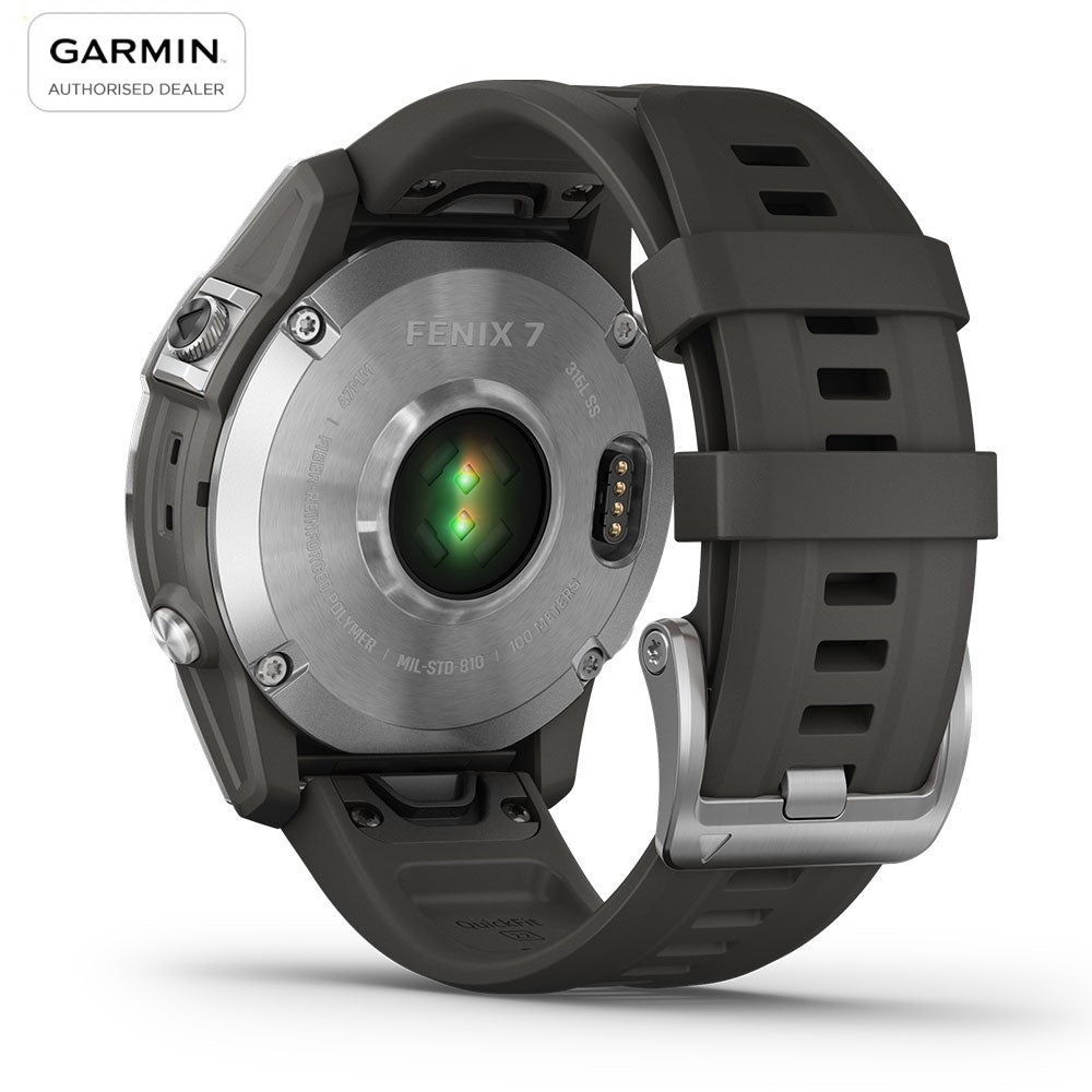 Đồng hồ thông minh Garmin Fenix 7S, Màu Bạc với dây Màu Xám Graphite - Hàng chính hãng