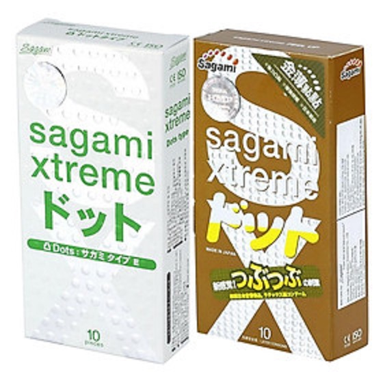 Bộ Bao Cao Su Có Gân Và Gai Siêu Mỏng Sagami Extreme White (10 Bao) Và Bao Cao Su Siêu Mỏng Co Dãn Sagami Xtreme Feel Up (10 Bao)