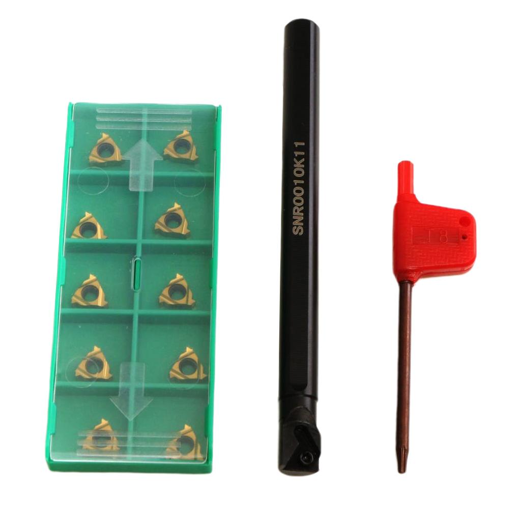 Turning Tool Holder Holder Boring Bar + Carbide Inserts + Wrench CNC Lathe Turning Tool, 125mm SNR0010K11