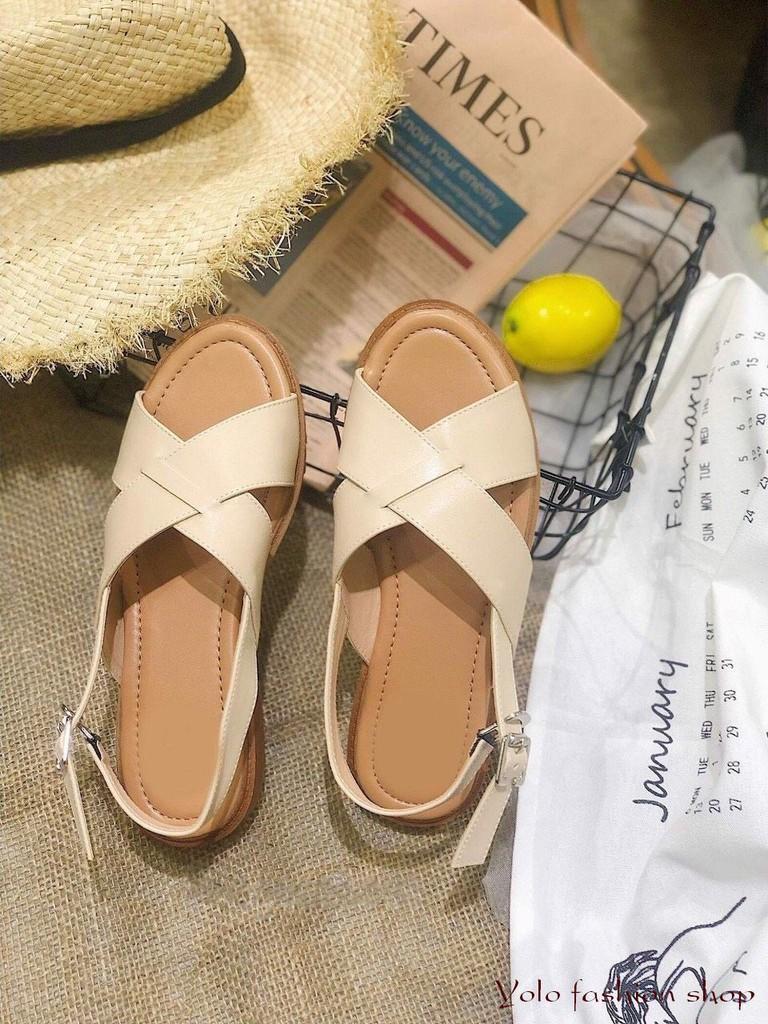 SB2_Sandal nữ quai chéo da mềm êm chân