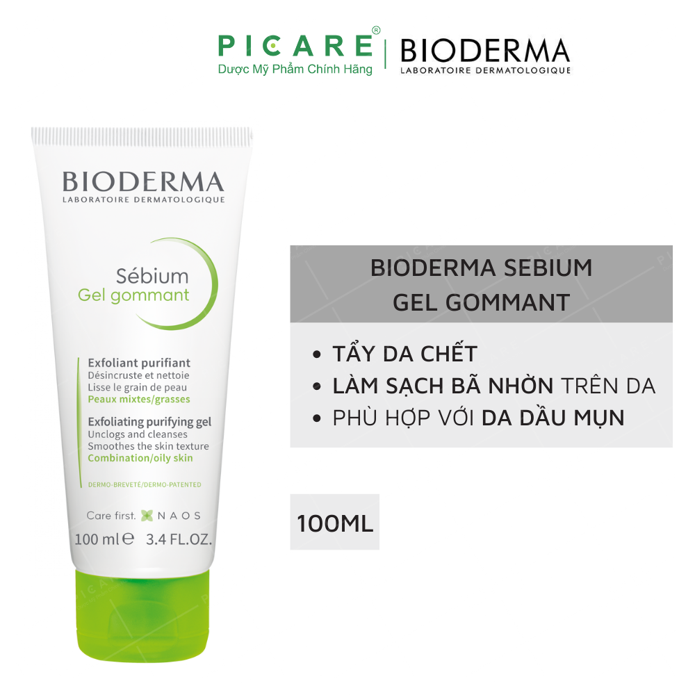 Gel tẩy tế bào chết dành cho da dầu, mụn BIODERMA Sébium Gel Gommant 100ml 