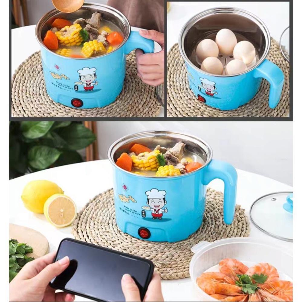 Nồi Lẩu, Ca Nấu Mì Siêu Tốc 18Cm Mini Đa Năng, Chiên, Hấp, Lẩu, Rán Siêu Tiện Dụng