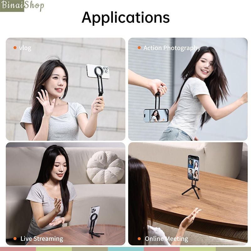 Ulanzi MA30 - Tripod Mini MagSafe Tích Hợp Móc Carabiner, Xoay Ngang Dọc, Điều Chỉnh Góc Linh Hoạt Dành Cho Điện Thoại - Hàng Chính Hãng