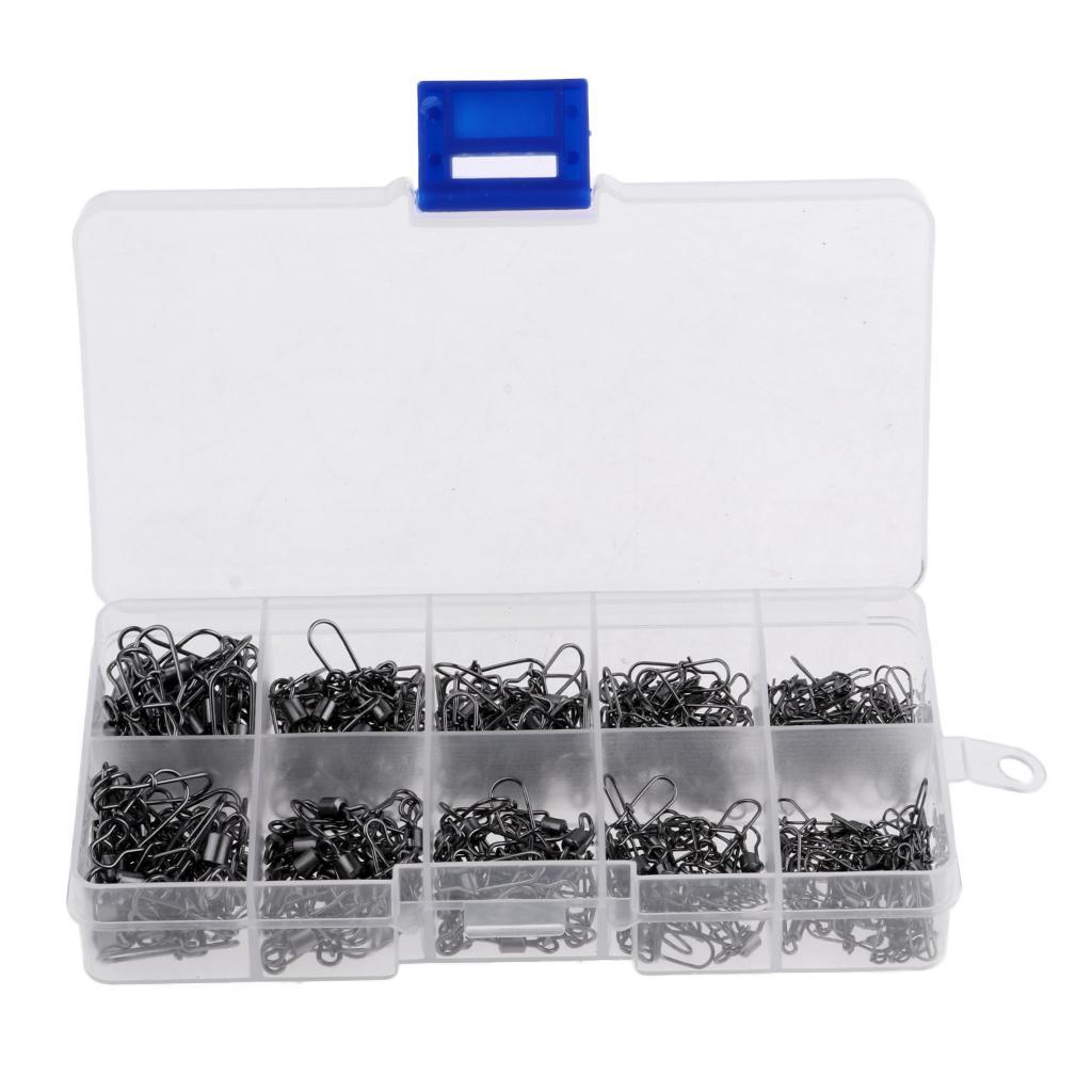 220pcs Stainless Steel Fishing Rolling Swivels with Duolock Snaps Connector