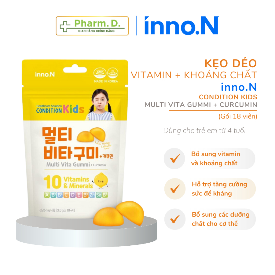 Kẹo Dẻo CONDITION Kids Multi Vita Gummi inno.N Bổ Sung Vitamin Và Khoáng Chất Cho Trẻ Em (Gói 18 Viên)