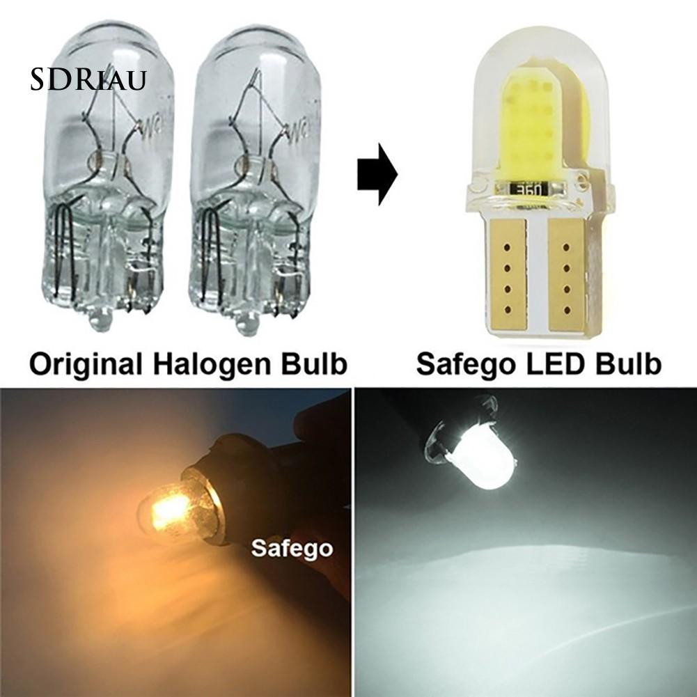 Bộ 10 đèn LED T10 W5W COB ánh sáng trắng chất liệu silicon gắn biển số cho ô tô