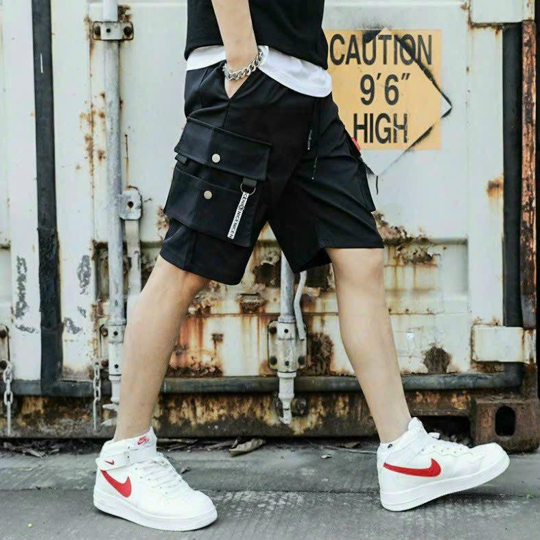 [HOT TREND] Quần Short Kaki Có Túi Hộp Co Giãn Cực Kì Tốt Phối Theo Phong Cách HipHop HTM FASHION - Black