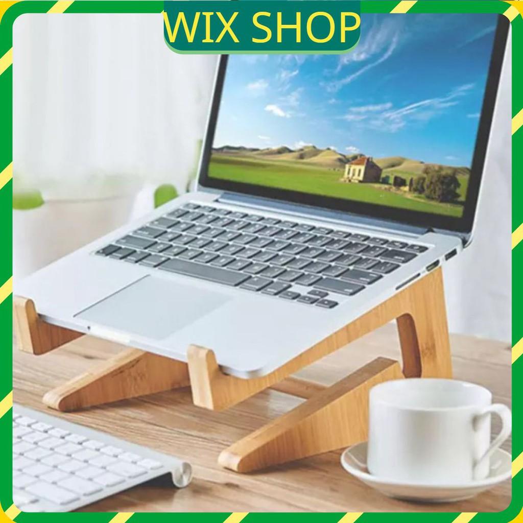 Giá đỡ kê laptop gỗ 2 tầng, hỗ trợ tản nhiệt tốt,dành được cho macbook, ipad, để bàn gấp gọn.