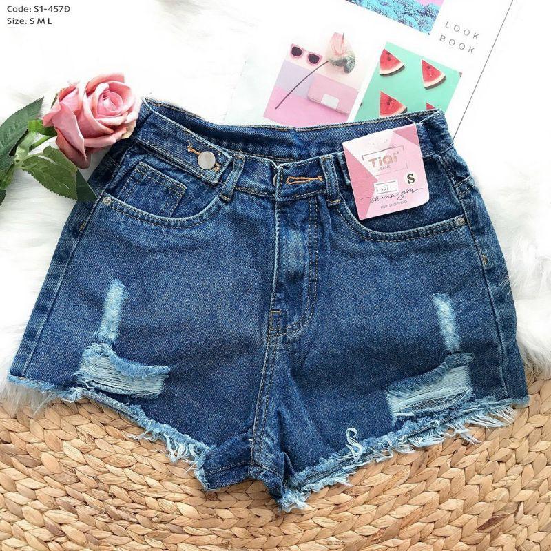 Quần short jean nữ lưng cao King168 , quần short nữ cao cấp QS19