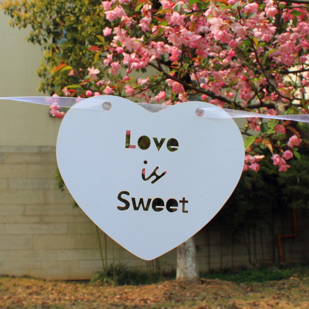 White Heart Bunting Banner Love Is Sweet Garland Wedding Party Decoration