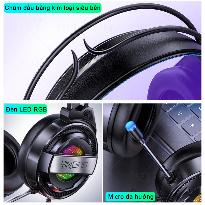 Tai nghe chụp tai gaming máy tính Over Ear SIDOTECH Q3 màu Hồng / Đen âm thanh 7.1 có mic 360 độ LED RGB lọc âm chống ồn êm ái cho game thủ chơi PUGB CSGO Liên Minh trên PC Laptop - Hàng Chính Hãng