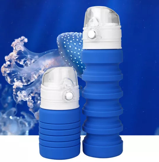 Bình Nước Silicone Gấp Gọn Thông Minh 500ML - Thích Hợp Đi Bộ Thể Thao Ngoài Trời Dã Ngoại Đi Học Đi Chơi