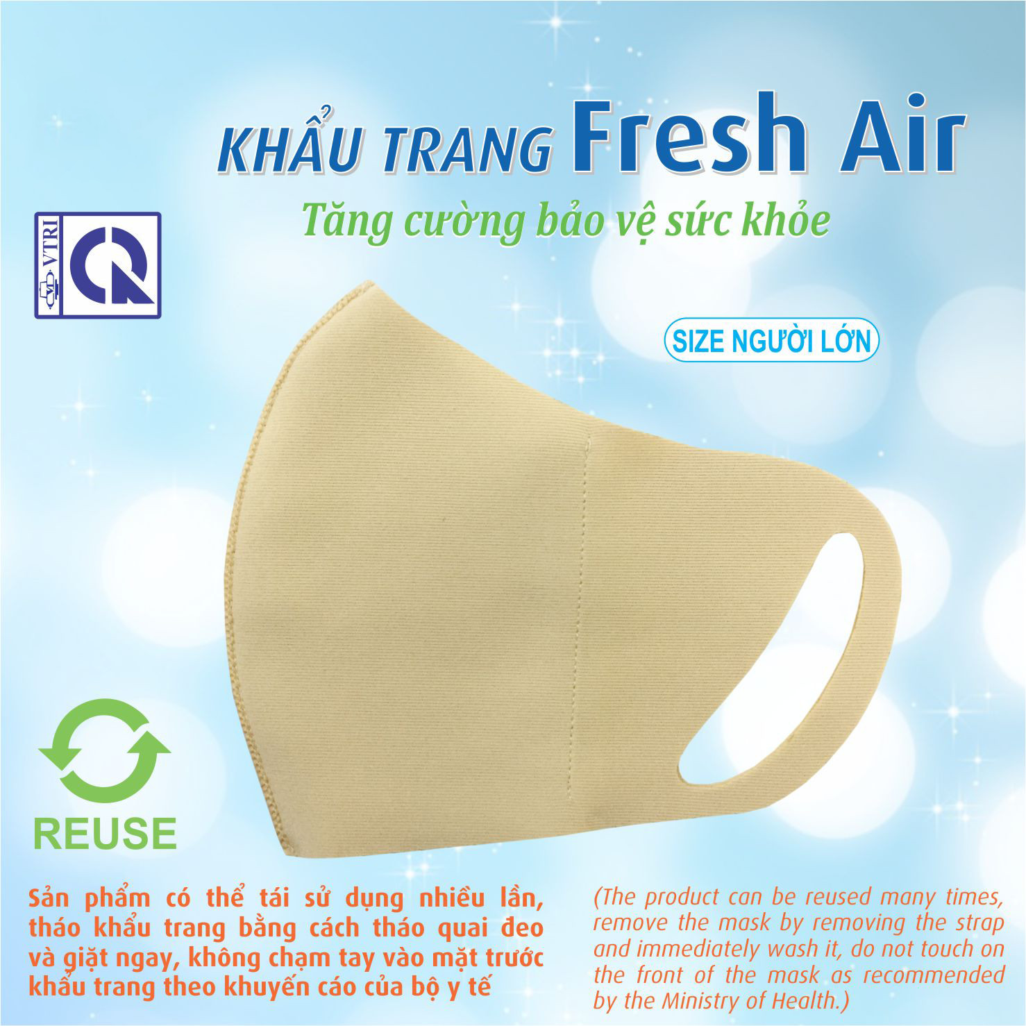 Khẩu Trang Fresh Air Kháng Khuẩn - Combo 10 cái Size người lớn