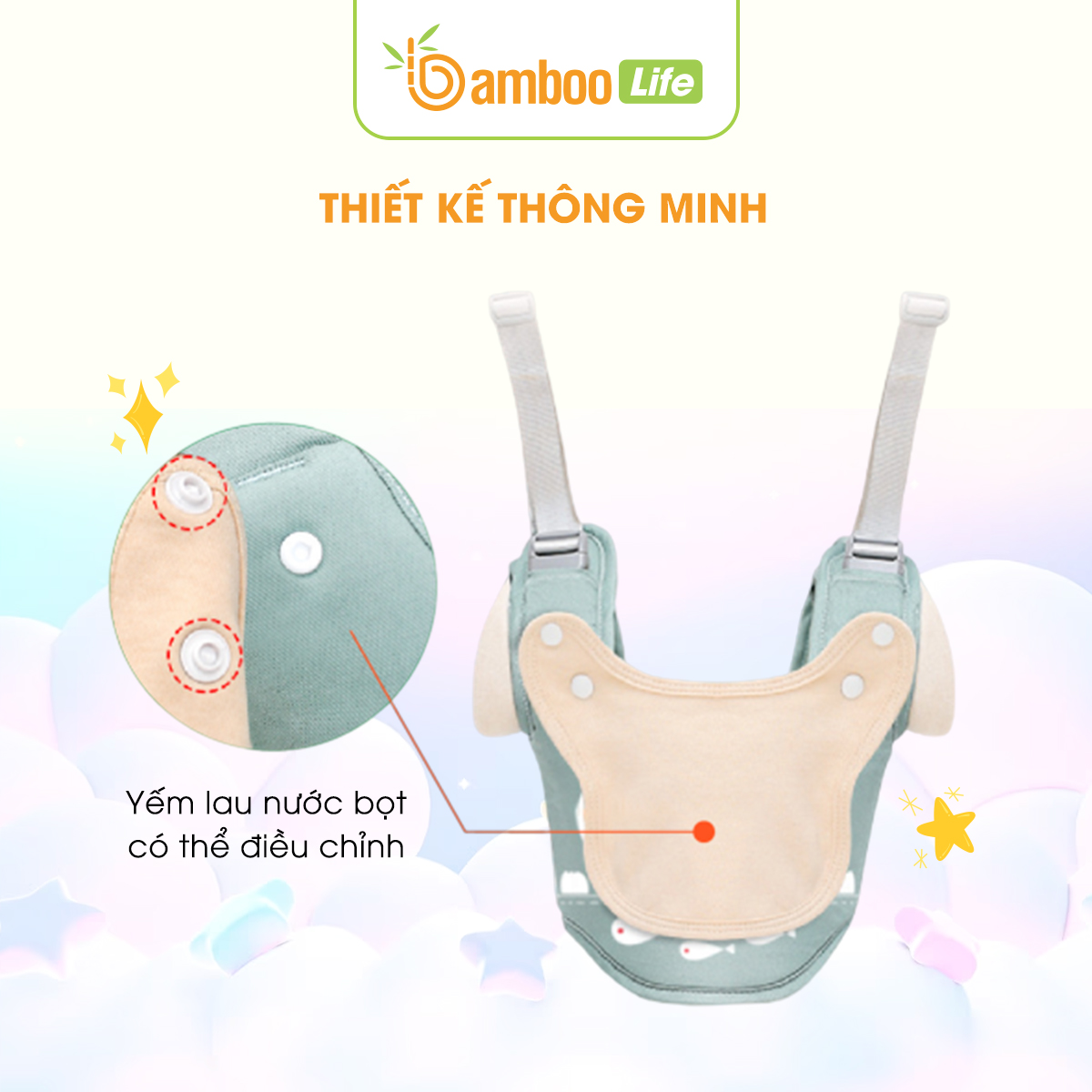 Dây đai tập đi cho bé cao cấp Bamboo Life hàng chính hãng thiết kế an toàn hỗ trợ cho bé tập đi BL039