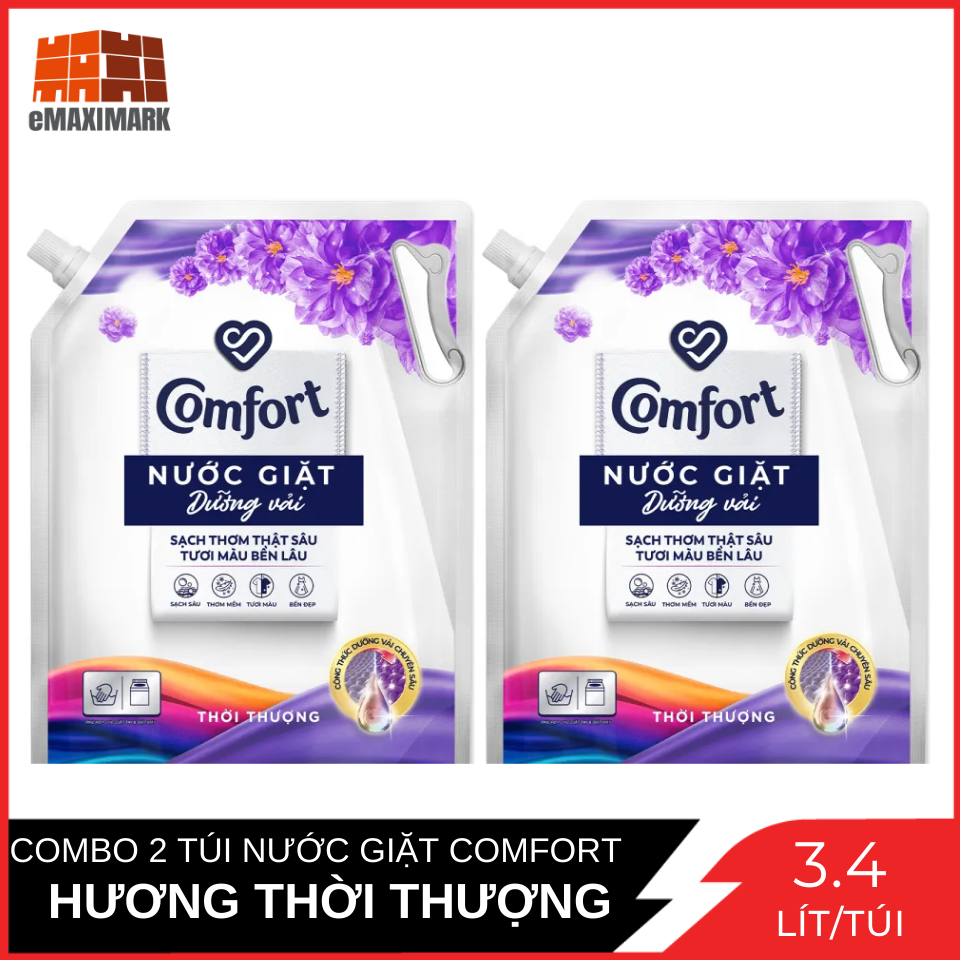 Combo 2 Nước giặt chống lão hóa vải Comfort hương Thời Thượng túi 3.4L x2