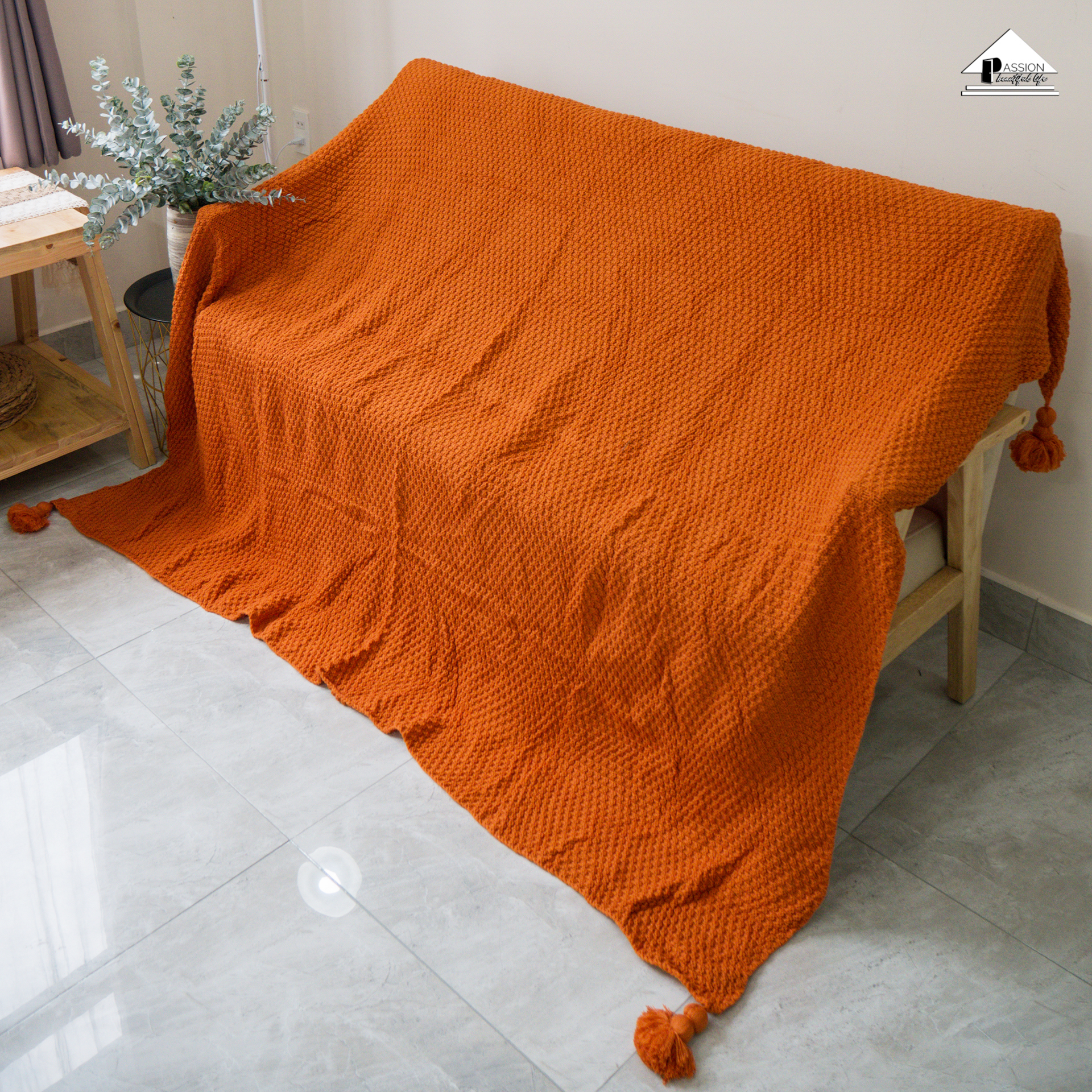 Chăn Đan Len Dệt Sợi Đính Tua Rua Trang Trí Ghế Sofa Giường Ngủ Bắc Âu