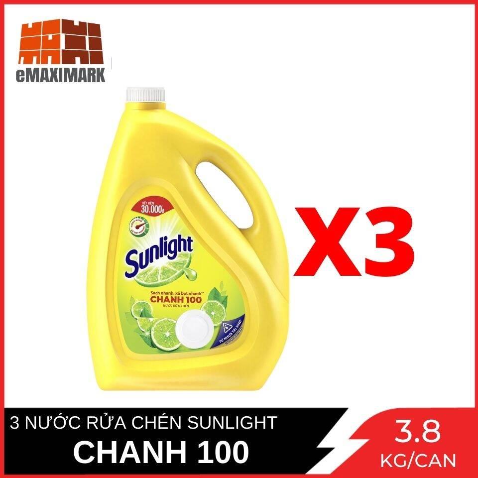 Thùng 3 Can Nước Rửa Chén Sunlight Chanh 3.8kg